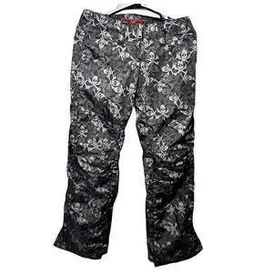 RARE Authentic Authier Ski Pants 38 Black Skull Print Made in Italy Size US 2